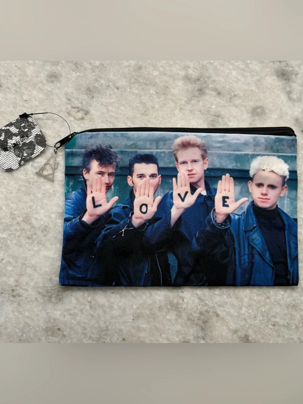 New Depeche Mode Strangelove Retro 80s Style Zippered Makeup Bag w/ Charm 8.5x6”